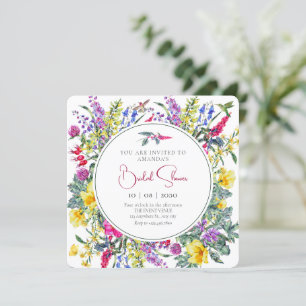 Invitation Bouquet fleuri vintage Fleur sauvage coloré