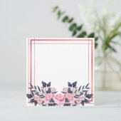 Invitation Bouquet floral à bordure rose (Debout devant)