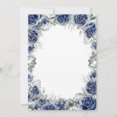 Invitation Bouquet floral aquarelle bleu marine mariage (Dos)