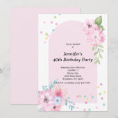 Invitation Bouquet Floral Aquarelle Rose (Devant / Derrière)