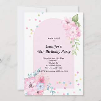 Invitation Bouquet Floral Aquarelle Rose