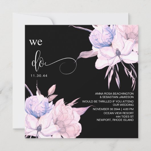 Invitation *~* Bouquet floral AR15 QR RSVP Blush PINK MARIAGE (Devant)