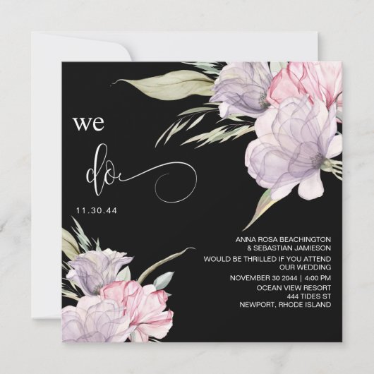 Invitation *~* Bouquet floral AR15 RSVP BLUSH QR MARIAGE (Devant)