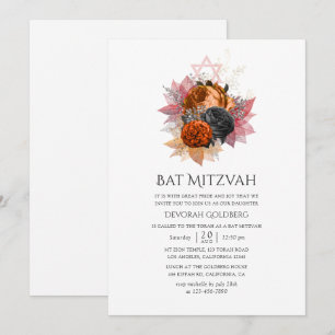 Invitation Bouquet Floral Automnal Vintage pour Bar Mitzvah