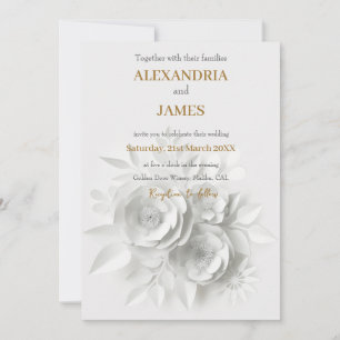 Invitation Bouquet floral blanc de mariage