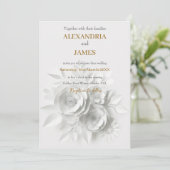 Invitation Bouquet floral blanc de mariage (Debout devant)