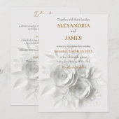 Invitation Bouquet floral blanc de mariage (Devant / Derrière)