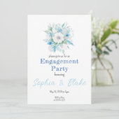 Invitation Bouquet floral bleu et blanc Parti d'engagement bl (Debout devant)