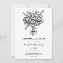 Bouquet floral Boho avec poignée ruban