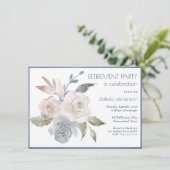 Invitation Bouquet floral bouché | Retraite rose crème bleue (Debout devant)