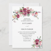 Invitation Bouquet floral Bourgogne Mariage (Devant)