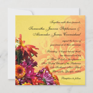 Invitation Bouquet floral coloré Design orange/jaune