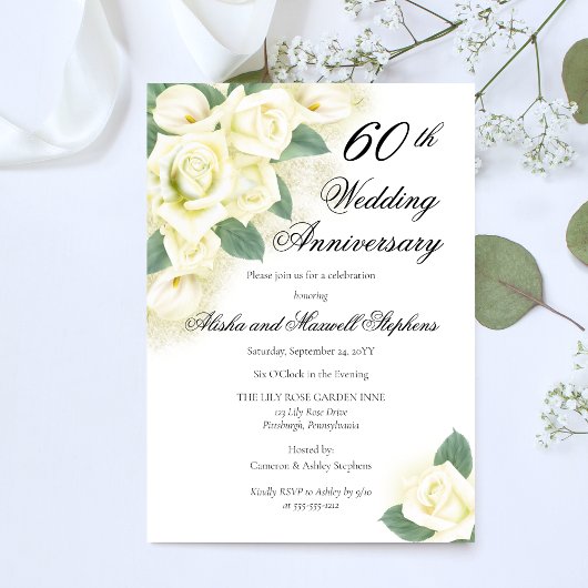 Invitation Bouquet floral de roses pour fête d'anniversaire d