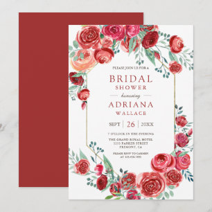 Invitation Bouquet Floral de Roses Rouges pour Baby Shower