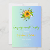 Invitation Bouquet floral de tournesol Blue Engagement Party (Devant)