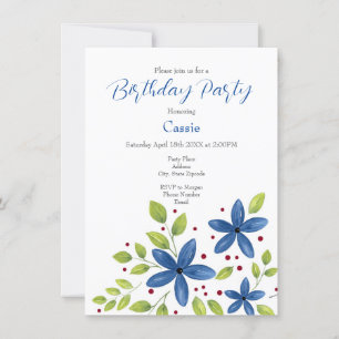 Invitation Bouquet floral d'Indigo Watercolor