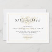 Invitation Bouquet floral doré contour typographie élégante (Devant)