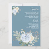 Invitation Bouquet floral doux Dusty Bleu tout en un Mariage (Dos)