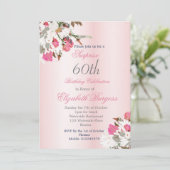 Invitation Bouquet floral Elégant rose 60e anniversaire (Debout devant)
