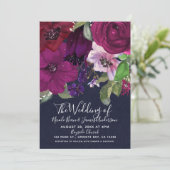 Invitation Bouquet Floral Fuchsia Fruité Élégant pour Mariage (Debout devant)