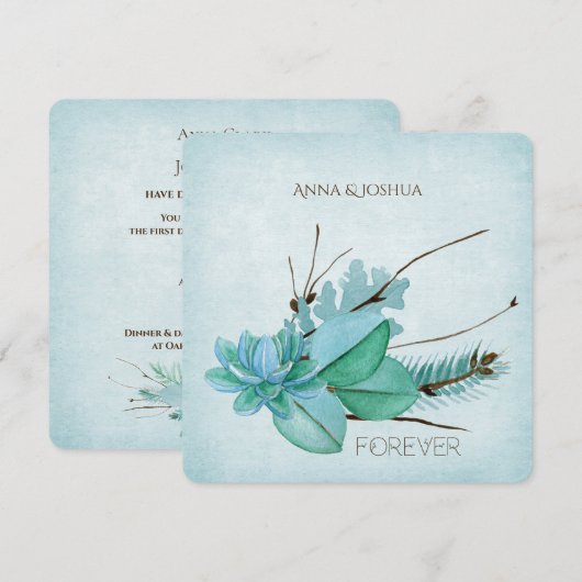 Invitation Bouquet floral mariage aquarelle avec brindilles (Devant / Derrière)