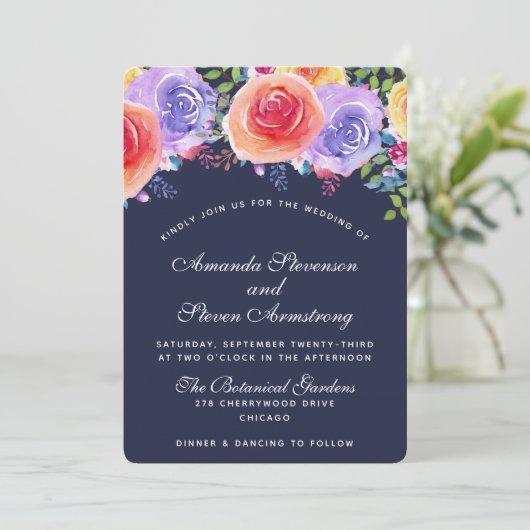 Invitation Bouquet floral Mariage moderne (Debout devant)