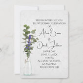 Invitation Bouquet Floral mariage Sur Damask (Devant)