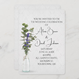Invitation Bouquet Floral mariage Sur Damask