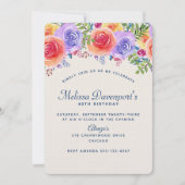 Invitation Bouquet floral moderne d'aquarelle d'anniversaire (Devant)