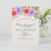 Invitation Bouquet floral moderne d'aquarelle d'anniversaire (Debout devant)