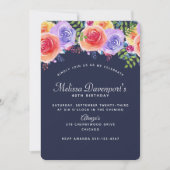 Invitation Bouquet floral moderne d'aquarelle d'anniversaire  (Devant)