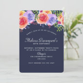 Invitation Bouquet floral moderne d'aquarelle d'anniversaire  (Debout devant)