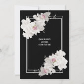 Invitation Bouquet floral noir et blanc mariage moderne (Dos)