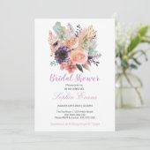 Invitation Bouquet floral Pastel moderne Fête des mariées bla (Debout devant)