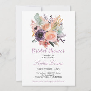 Invitation Bouquet floral Pastel moderne Fête des mariées bla