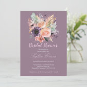 Invitation Bouquet floral Pastel moderne Fête des mariées vio (Debout devant)