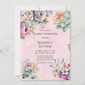 Invitation Bouquet floral Pastel Spring Inv Mariage géométriq (Devant)