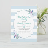 Invitation Bouquet floral Pastel Stripes Bachelorette Invitat (Debout devant)
