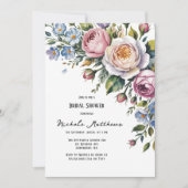 Invitation Bouquet floral romantique Brunch & Bubbly (Devant)