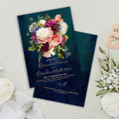 Invitation Bouquet floral romantique Emerald Green Mariage or