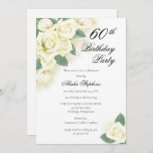 Invitation Bouquet Floral rose 60e fête d'anniversaire (Devant / Derrière)