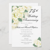 Invitation Bouquet Floral rose 75e fête Mariage (Devant / Derrière)