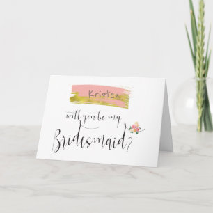 Invitation Bouquet Floral Rose Or Serez-Vous Ma Servante D'Ac