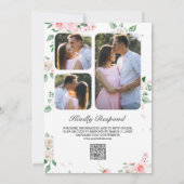 Invitation Bouquet floral rose pâle QR Code Mariage (Dos)
