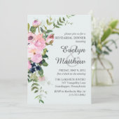 Invitation Bouquet floral rose pâle Répétition bleue (Debout devant)