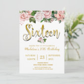 Invitation Bouquet floral rose pâle | Sweet 16 (Debout devant)