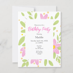 Invitation Bouquet floral rose Plum doux
