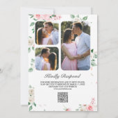 Invitation Bouquet floral rose poudré Code QR Mariage (Dos)