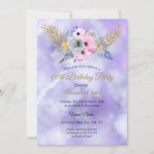 Invitation Bouquet floral rose pourpre Anniversaire (Devant)