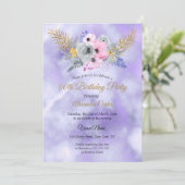 Invitation Bouquet floral rose pourpre Anniversaire (Debout devant)
